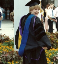 Dr. Kim after receiving her doctoral hood from LSU in 1990.